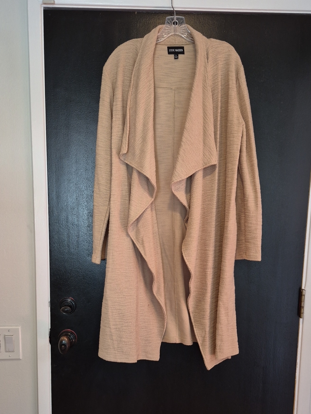 Steve Madden Women's Cream Open-Front Waterfall Cardigan Sweater